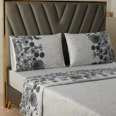 CASATUA - Juego Sabanas Estampadas +Funda Almohada - Azul marino - 2 Plazas