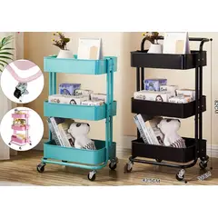 GENERICO - Carrito Organizador Multiuso Con Ruedas De Cocina 3 Niveles Negro