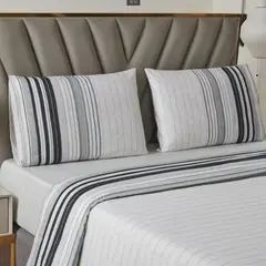 CASATUA - Juego Sabanas Estampadas +Funda Almohada - Gris - Super King