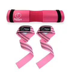 BOOTY POWER - Kit de straps de pesas y Almohadilla Rosa
