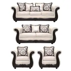 AMERICA DECORA - Living 4-3-1-1 Grand Búfalo Jaspeado Blanco Deluxe