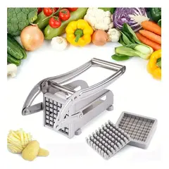 GENERICO - Cortador De Papas Fritas Picador De Vegetales Y Frutas En Acero Inoxidable Con Cuchillas FIGO