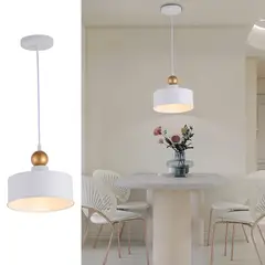 LAMPARASHOME - Lámpara colgante moderno 1 luz E27 Blanco D25cm