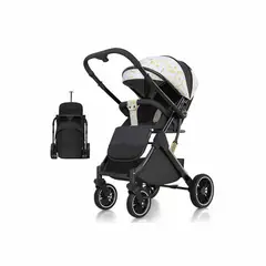 BABYMINE - Coche de bebé Maleta Reversible Walky Blanco