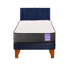 5 SUEÑO - Cama Europea 1,5 Plazas Aura + Respaldo Tubular Madera Azul…
