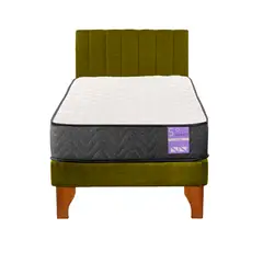 5 SUEÑO - Cama Europea 1,5 Plazas Aura + Respaldo Tubular Madera Verde