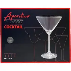 GLASSO - Set De 4 Copas Cristal Martini Manhatan Daiquiris