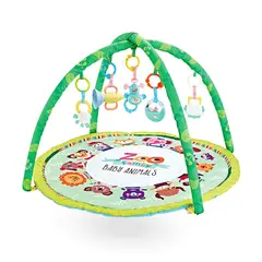 KIDSTAR - Gimnasio de Juegos para Bebé “Zoo Baby Animals” Alfombra Redonda Sensorial