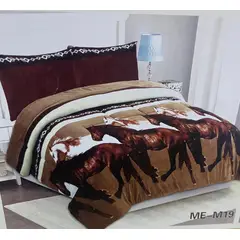 GENERICO - Cubrecama Con Chiporro y Plush Con diseño CABALLOS 1,5 plaza FY