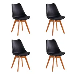 GENERICO - Pack de 4 Silla Clasica Estilo Tulip NEGRO