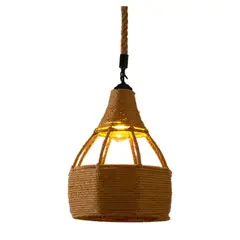 HB LEDS - Lámpara Colgante Cáñamo Diseño Gota E-27 Ampolleta Fría