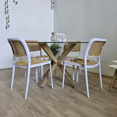 GENERICO - Comedor Mesa De Vidrio 120cm + 4 Delta Blanco