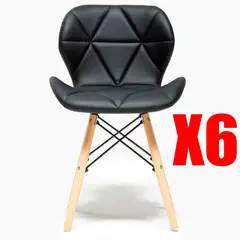 GENERICO - Pack de 6 Sillas Estilo Mariposa Eames NEGRO
