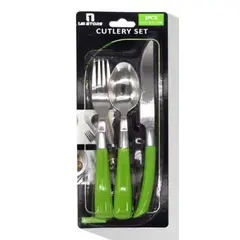 OEM - Set 3 Cubierto Cuchara y Cuchillo De Acero Mango Acrílico