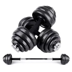 ATLETIS - Set Barra Mancuernas Metal 30Kg Negro