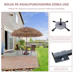 AIZO - Quitasol Paja Simulada 270 CM Regulable En Altura 45°posible