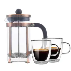 SIMPLIT - Pack Cafetera Francesa 600 ml + Set 2 Tazas 350 ml