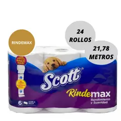 SCOTT - Papel Higiénico Rindemax 24 Rollos De 21mts