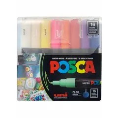 UNI POSCA - Marcador set 16 Colores 1M (0.7mm)