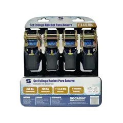SAGA - Set de 4 eslingas rachet 1'' x 4.5 mts