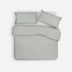ROSEN - Funda Plumón Lino-Algodón Pure Liso Verde Salvia 2 Plazas