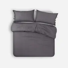 ROSEN - Funda Plumón Lino-Algodón Pure Liso Grafito 2 Plazas