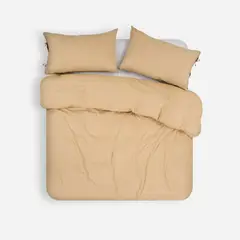 ROSEN - Funda Plumón Lino-Algodón Pure Liso Camel 2 Plazas