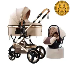 LUBABYCAS - Coche bebé Travel System Con Accesorios Dorado