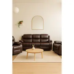 SWEET HOGAR - Living Sofá 3 Cuerpos Reclinable color cafe moro + 2 Bergers