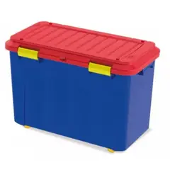 REYPLAST - Baul Caja Almacenamiento Organizadora 90l Ruedas Azul Roja