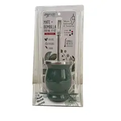 GENERICO - Anymate Mate De Acero Inoxidable Verde 200 Ml + Bombilla Metálica