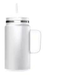 GENERICO - Vaso Termo Para Agua Cafe 1500ml Acero Inox +tapa+bombilla BLANCO