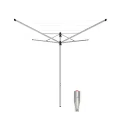 BRABANTIA - Tendedero paraguas rotatorio Lift-O-Matic 40 Mt + soporte jardín Gris