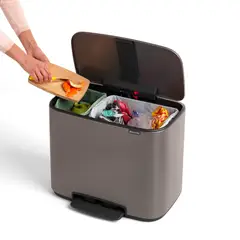 BRABANTIA - Basurero Pedal Bo 11 + 23 Lt Gris Oscuro