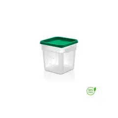 GASTROPLAST - RECIPIENTE CUADRADO POLIPROPILENO 3.8 LTS CON TAPA VERDE