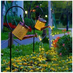 GENERICO - Pack X2 Regadera Cobre Hueca Luz Solar Jardín Led Luz Calida