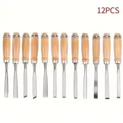 GENERICO - Set Herramientas 12 Cinceles Carpintería Diversos Tamaños y Formas