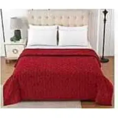 GENERICO - Frazada Manta Con Texturizado Rombos Roja