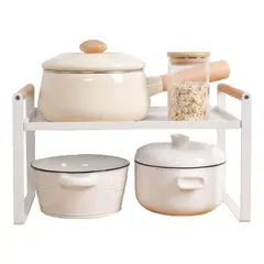 BAZUCA - Repisa Organizador Cocina Acero Madera 54cm Color Blanco