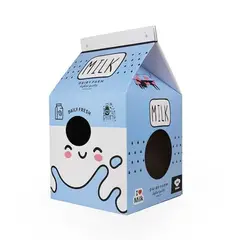 GENERICO - Casa Forma Caja De Leche Para Gato Con Rascador Y Catnip - Azul - YT110554B-1