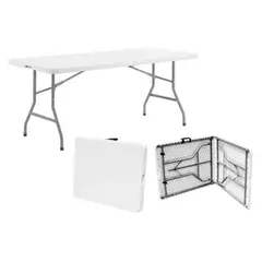GENERICO - Mesa Plegable 180x70x74 cm Tipo Maleta Blanca Avymaq