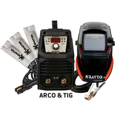 KRATTO - KRATTO2 Soldadora Inverter ARCO y TIG 200A +Mascara Pro+3Kg Electrodos