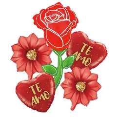 GENERICO - Globos San Valentin Flores Corazon Color Rojo