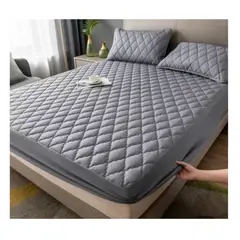 GENERICO - Cubrecolchon Impermeable 2 Plaza (Gris, Rayado)