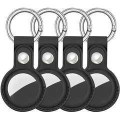 URBANCASE - Fundas Llaveros para Airtag Apple / Cuero x 4 unidades en Negro