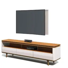 BE DESIGN - RACK TV STAND ARC 1.8 BLANCO/CARAMELO