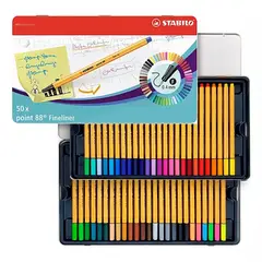 STABILO - Set 50 Marcadores Fineliner Point 88 Caja Metálica