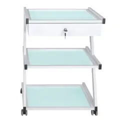 DETODOYMAS - Mesa Auxiliar Centro Estética 3 niveles con cajón - Blanco