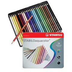 STABILO - Set Lapices 24 Colores Acuarelables Caja Metálica