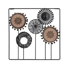 NEWTREE - Adorno de Pared Cuadro Decorativo Diseño Bohemio Negro 45x45cm